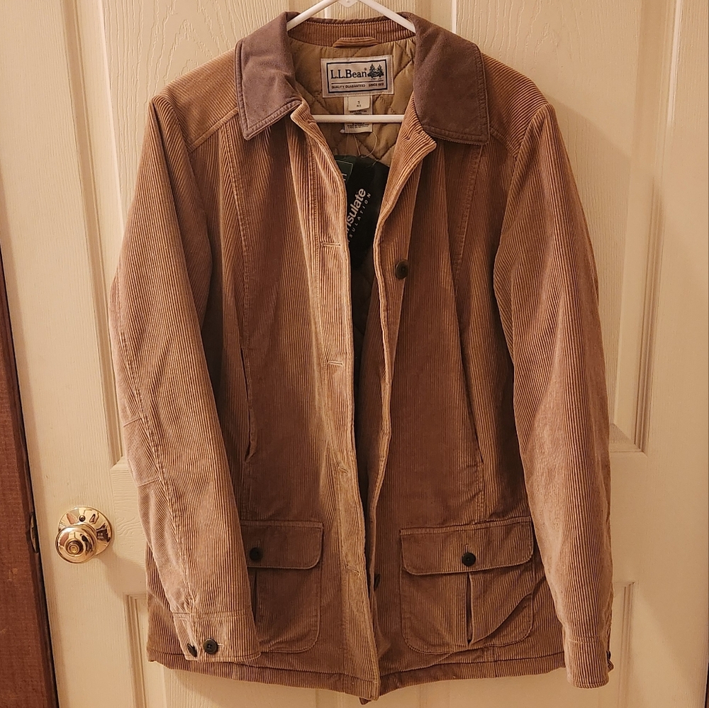 L.L Bean NWT Khaki Corduroy Vintage Oversized Thinsulate Barn Chore Coat Small